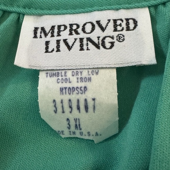 Improved Living 3X Shirt Top Green Solid Short Sleeve Scoop Neck Lightweight - Picture 5 of 6